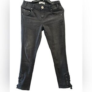 One Teaspoon Freebirds II Washed Black Cropped tie up hems Skinny Jeans 27